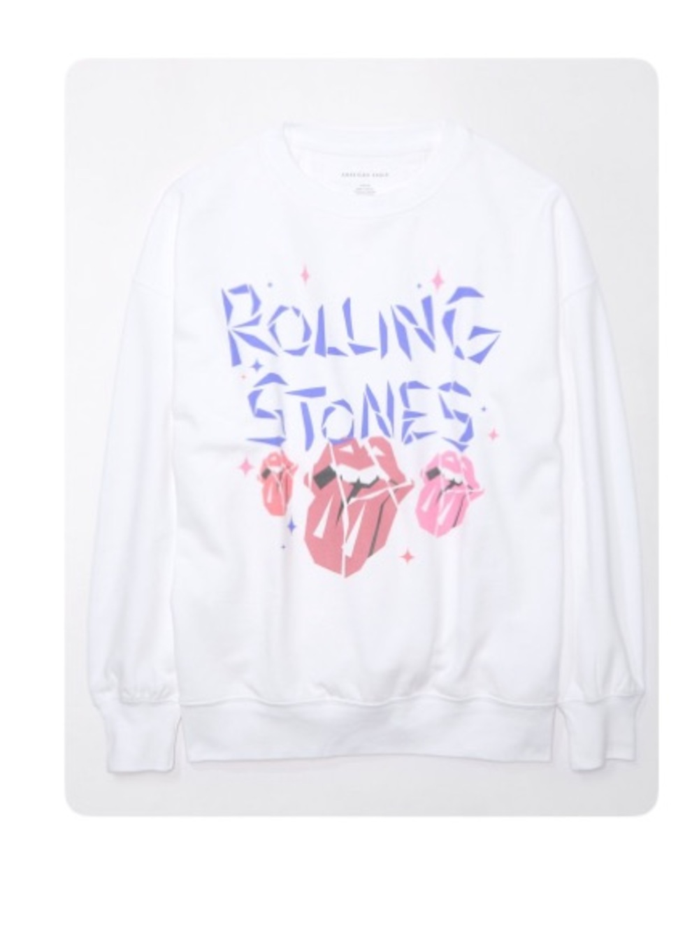 Aerie The Rolling Stones White Oversized Graphic Sweatshirt Size Small